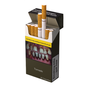Tornado cigarettes for UK market TPD packaging 