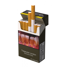 Load image into Gallery viewer, Treasurer London Executive Gold Cigarettes for UK sale with TPD packaging, the most expensive cigarettes in the world. 
