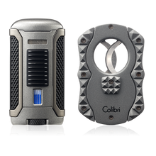 Load image into Gallery viewer, Colibri Quasar Cigar Cutter + Apex Lighter
